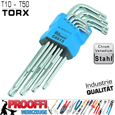 Torx Winkel Schlüssel Schraubendreher Set Lang T10 - T50 T-Profil Mit Stirn Loch
