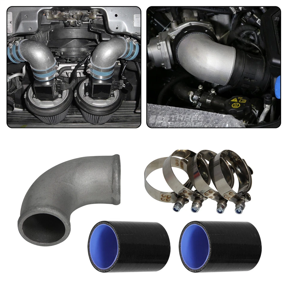 50mm 2" Aluminio Fundido 90 Grados Codo Tubo Turbo Intercooler + Kit Manguera Silicona Foto 3 de 4