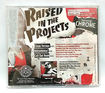 CD) Project Pat Feat. Chrome ‎– Raised In The Projects, Promo 