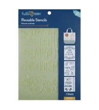 Hello Hobby 3-Piece Reusable Stencil Set (7" x 10") 14 Designs Phrases [G3F2]