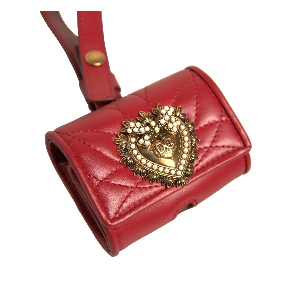 DOLCE & GABBANA Airpod Case Red Leather Devotion Heart Strap Women RRP 1560usd - Image 4 of 4