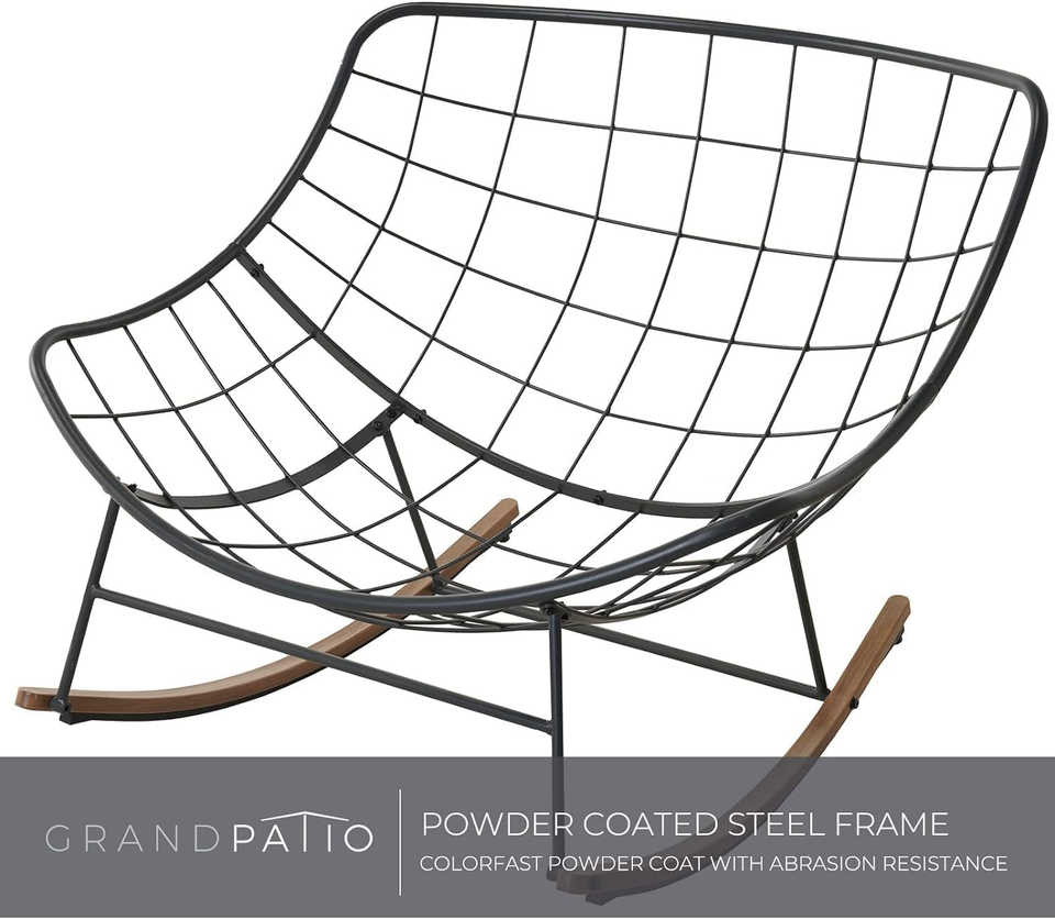 Grand Patio Rocking Chair Outdoor, ECoated Papasan Rocking Chair with Cushion, 744760006574 eBay