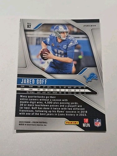 2024 Panini Prizm Jared Goff Green Cracked Ice Prizm And Prizm Break - Lions - Imagen 3 de 5