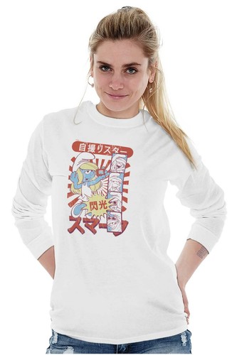 Camiseta Pitufina Selfie Linda Pitufo Manga Ambiente Otaku Manga Larga Camisetas Para Mujer - Imagen 5 de 8