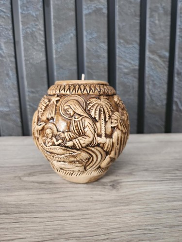 Portacandele portacandele tea light Natività fatto a mano in gesso di terra santa - Foto 4 di 9