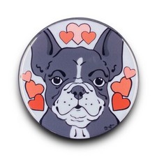 Black White French Bulldog Dog Valentines Day Magnet Handmade Holiday Gift 3.5"