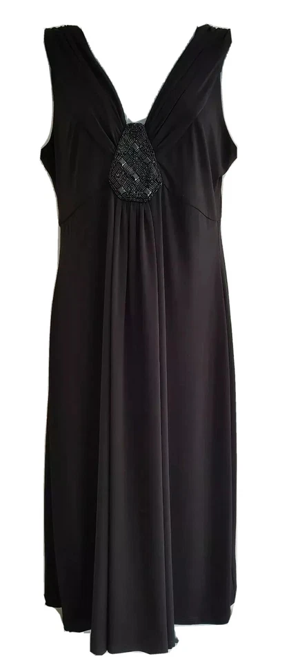 Linea Womens Black Jewelled Draped Ruched Sleeveless Bodycon Jersey Dress. UK 10 - Image 3 of 4