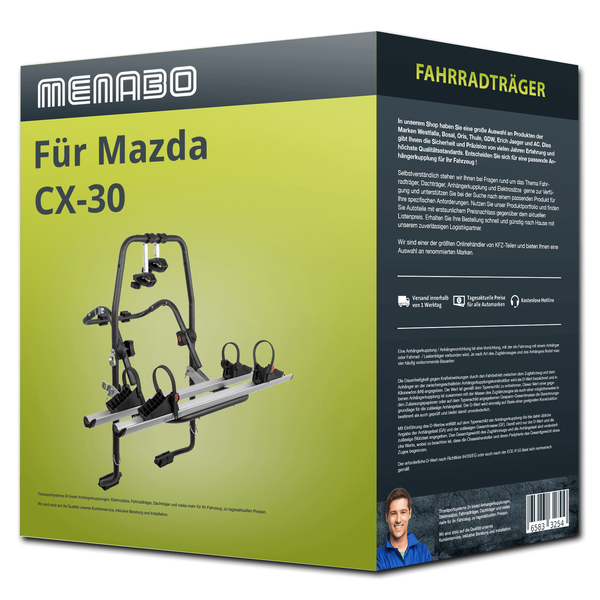 Menabo FahrradträGer Stand Up 2 Schwarz/Silber FüR Mazda CX-30 Dm - 2 FahrräDer-image