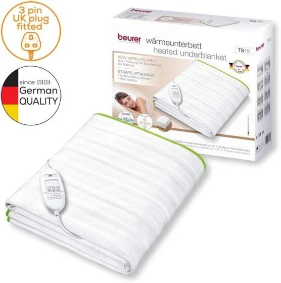 Beurer TS15 DOUBLE Ecologic+ Heated Underblanket Electric Blanket w/Elastic  /NEW | eBay