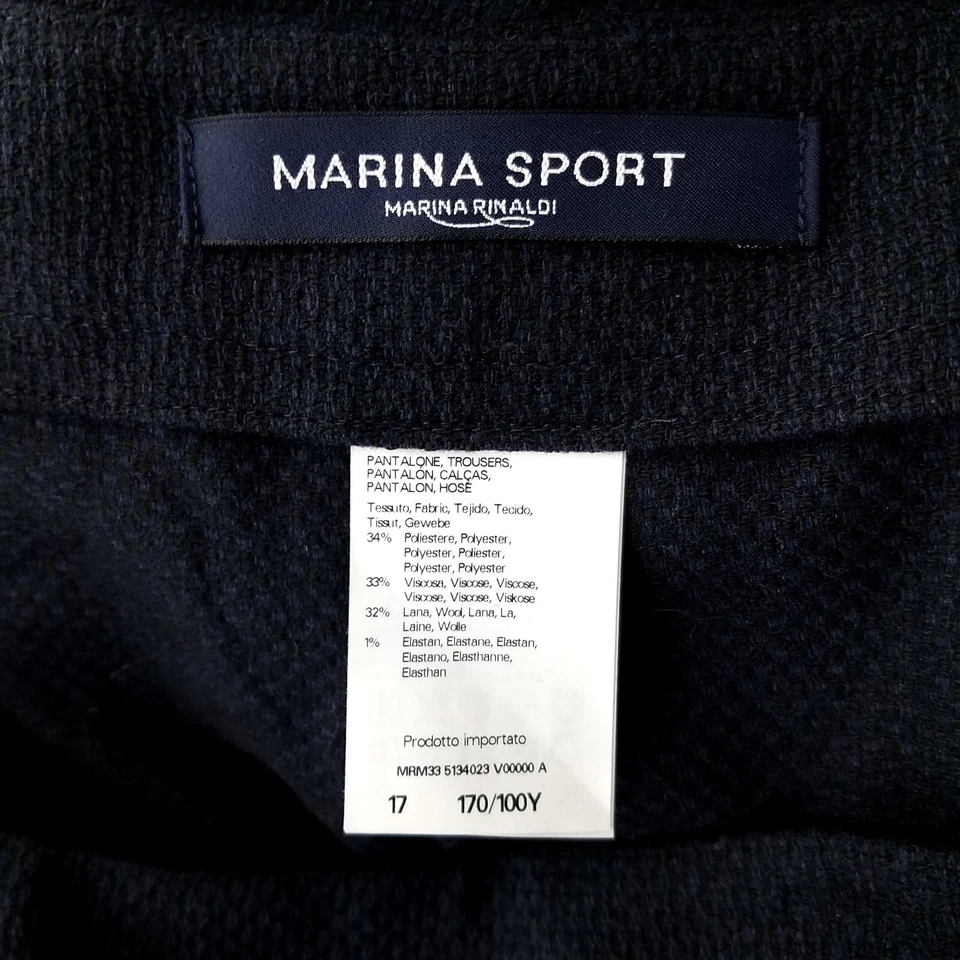 Pantalón Pantalón Marina Rinaldi Sport Talla 17 EE. UU. 8 Pierna Ancha Azul Negro Detalle Cremallera Foto 3 de 3