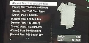 T60 Power Armor Plans 9 Different Fallout 76 Ps4 Ebay