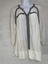 Collective Concepts Tunic Top Medium Black/White Boho Career Casual Peasant