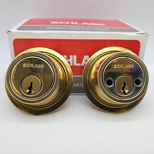 Schlage Deadbolt Double Cylinder Bright Brass 2-3/8" to 2-3/4" Backset B162N