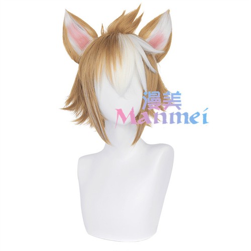 Anime Genshin Impact Gorou Cosplay Wig Ears Cos Brown Short Hair Party Hairpiece - 第 8/11 張圖片