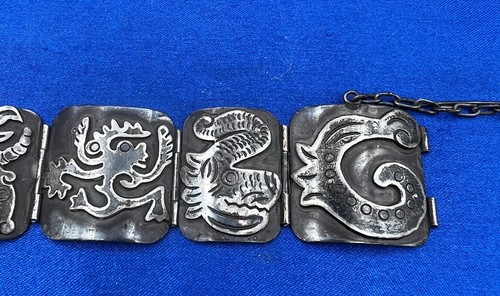 VTG TAXCO Mexico 980 Silver Hinged Panel Bracelet 2.465 Ozt Heavy Handmade - Picture 6 of 9