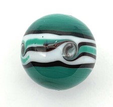 New for 2022 16mm "Riptide" Green/Teal Handmade Art Glass Single Marble 5/8"