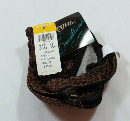 Ladies Brown Leopard Cheetah Print Underwire Padded Bra Size 34C Front Closure - Picture 3 of 3