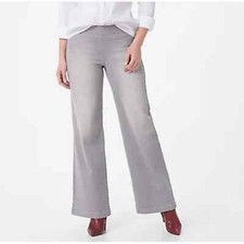 NYDJ Plus Size Pull-On Wide Leg Jeans in Clean Grace Gray Super Stretch Size 0