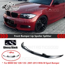 For BMW E82 128i 135i M Sport 2007-13 Front Bumper Lip Splitter Kit Glossy Black