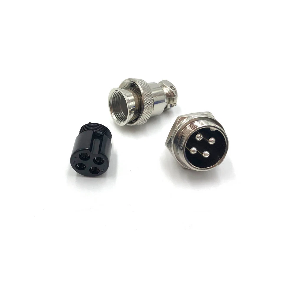 GX20 4pin Aviation Plug Metal Male + Female Panel Cable Connector, Bulkhead Plug - Image 4 of 4