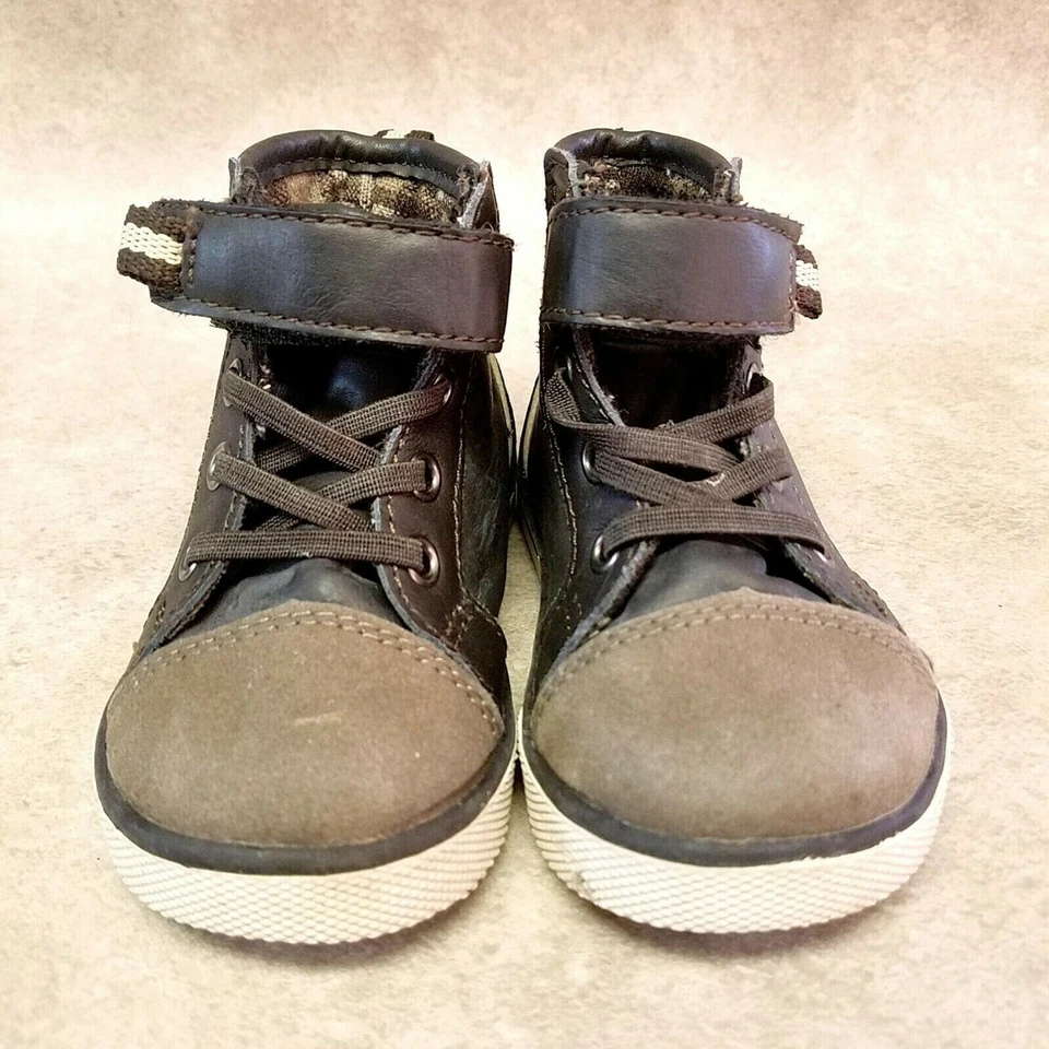 Cherokee Niños 093022541 Talla 5 Marrón Negro Cuero Cordones Botines Tenis Foto 2 de 4