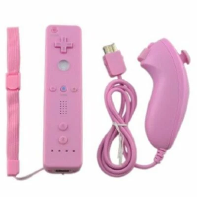 STRAßE GAME Télécommande Wiimote + Nunchuck pour Nintendo Wii et Wii U - Rose