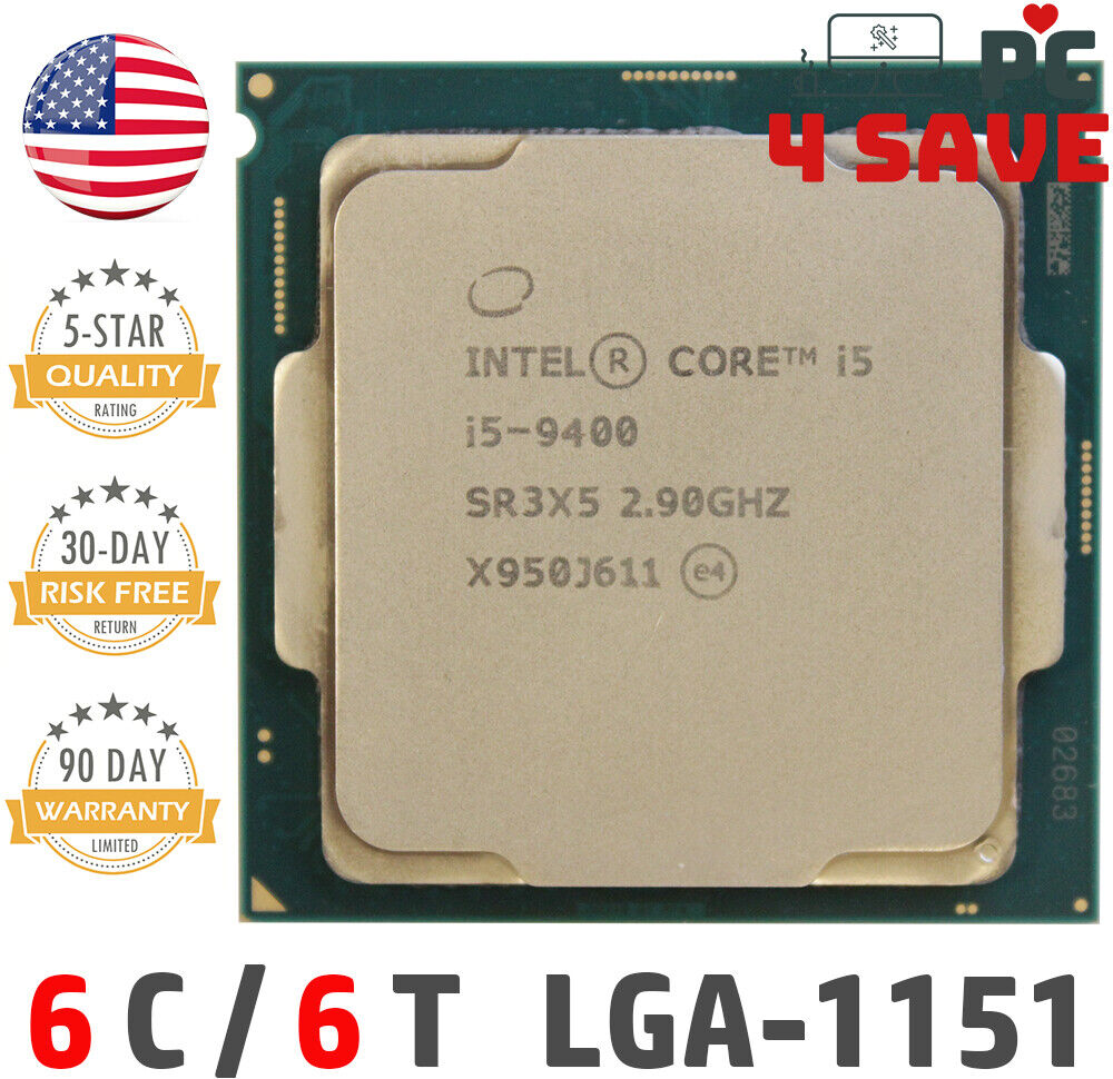 9th Gen Intel Core i5-9400 CPU 2.9GHz (Turbo 4.1GHz) LGA-1151 SR3X5 SRELV SRG0Y 9th Gen Intel Core i5-9400 CPU 2.9GHz (Turbo 4.1GHz) LGA-1151 SR3X5 SRELV SRG0Y