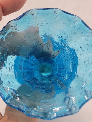 VTG Art Glass Vase Peacock Blue Hand Blown B. Tovar Made In Mexico 1960s # 4636 - Picture 14 of 18