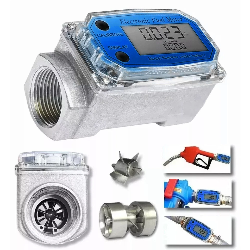 Turbine Digital Diesel Water Fuel Flow Meter Oval Gear Flow Gauge 32mm 46mm 57mm - Image 4 of 4
