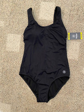 Womens Hurley One Piece Swimsuit Black Size Medium UPF 50 HSO1028