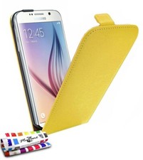 ETUI FOLIO A RABAT SAMSUNG GALAXY S6 EDGE OPEN FLIP JAUNE ECO-CUIR (PU)