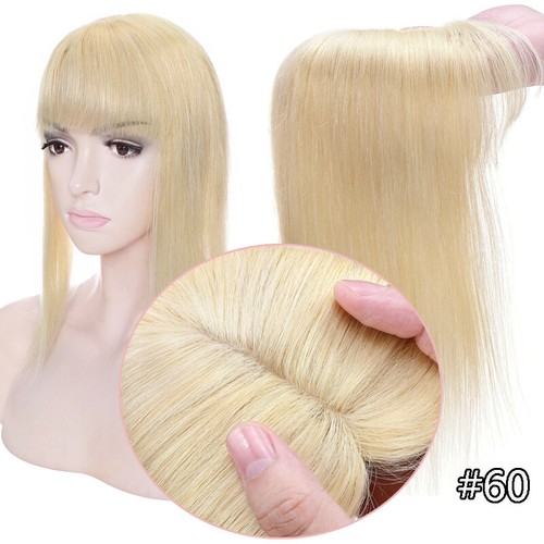 Large Base Women Clip In Human Hair Topper Wigs Toupee Bangs Thick For Hair Loss - Picture 56 of 56