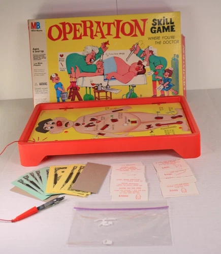 VTG Operation Silly Skill Game With Sound FX Hasbro MB Board Game As Is See Pics
