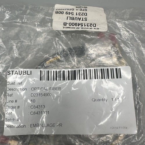 STAUBLI CS8 Fiber Optic Cable D23154900B OEM NEW - Picture 2 of 6