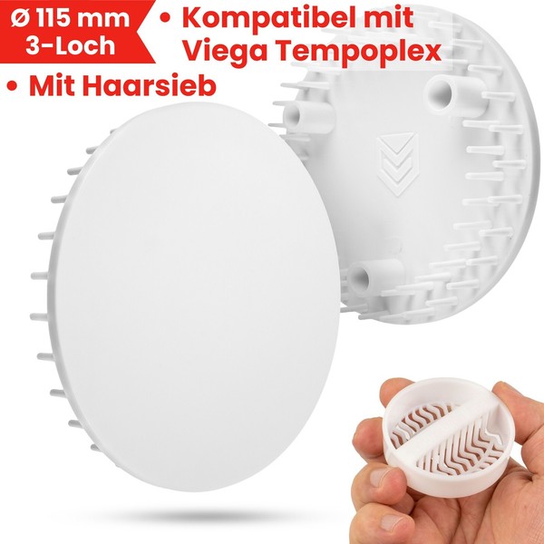 Abdeckhaube Duschabfluss 115 Mm Kompatibel Mit Viega Tempoplex Ablaufdeckel Sieb-image