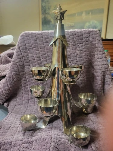 Vintage 13” Metal Christmas Tree Candle Holder 12 T-light  Decor Made In India - product listing photo