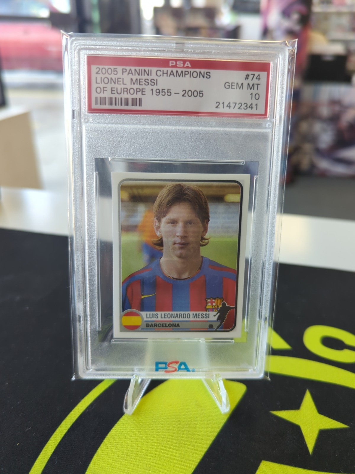 Lionel Messi 2005 Panini Champions Of Europe Stickers #74 PSA 10 GEM MINT GOAT