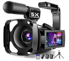 5K Video Camera Camcorder, UHD 64MP Vlogging Camera for YouTube with 3" 270  ...
