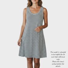 Old Navy Small Sleeveless A Line Striped Dress Rayon Viscose Black White