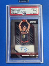2018-19 Panini Prizm Trae Young Rookie Signatures RC Auto Silver Prizm PSA9