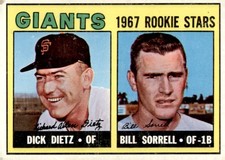 1967 Topps #341 Giants 1967 Rookie Stars (Dick Dietz / Bill Sorrell)
