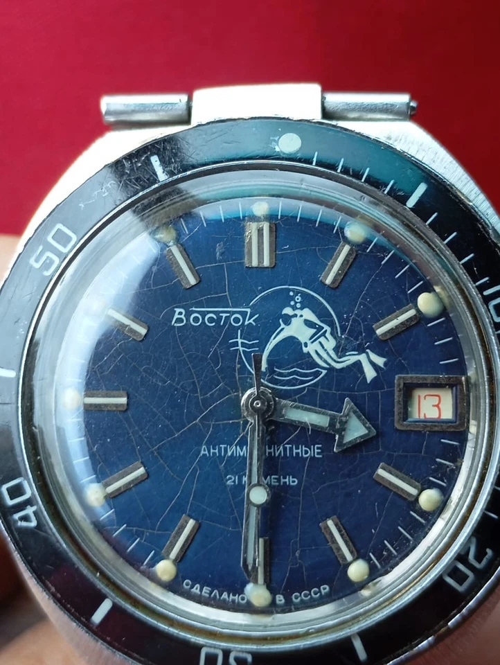 Reloj Pulsera Vintage Anfibio Vostok Soviético URSS Buzo Mecánico 200m Mili Foto 3 de 4