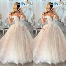 Blush Pink Off Shoulder Wedding Dresses with Sheer Neck A-Line Bridal Gowns