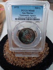 Pcgs 1975 San Marino 500 Lira Top Pop Highly Toned