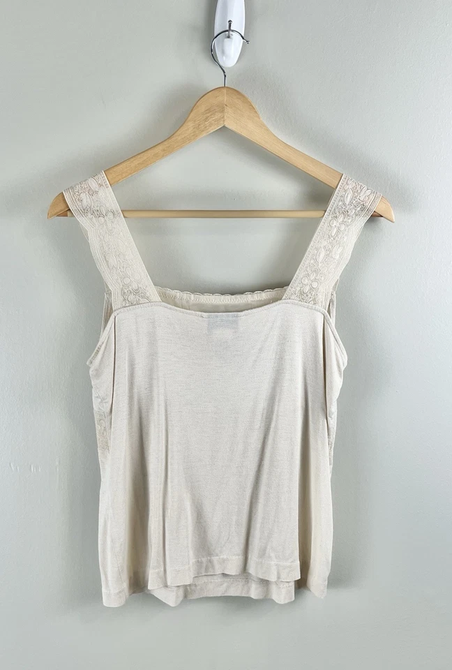 Camiseta sin mangas Talbots para mujer talla pequeña Y2K de colección Babydoll encaje marfil núcleo de cabaña Foto 3 de 4