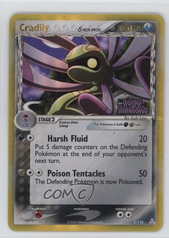 Cradily Reverse Foil Pokemon EX Holon Phantoms #2 2006