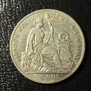 Peru 1889TF Sol Silver Coin
