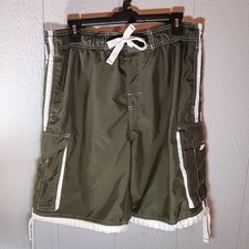 No Boundaries Men's M 32/34 Swim Trunks Shorts Dark Green No Mesh Liner