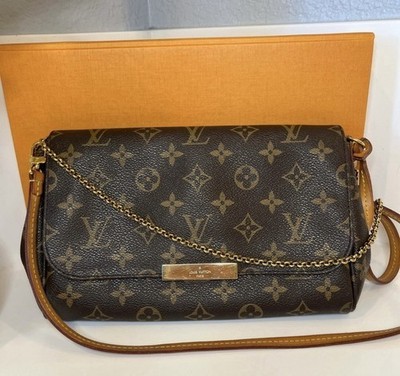 Authentic Louis Vuitton Monogram Favorite MM Clutch Pochette Bag & Strap