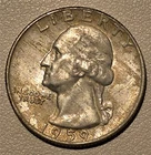 *HIGH GRADE* 1959-D Washington Quarter 90% Silver Denver *ALBUM TONING*